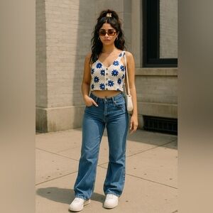 Urban Outfitters Kimchi Blue Floral Button-Up Crop Top